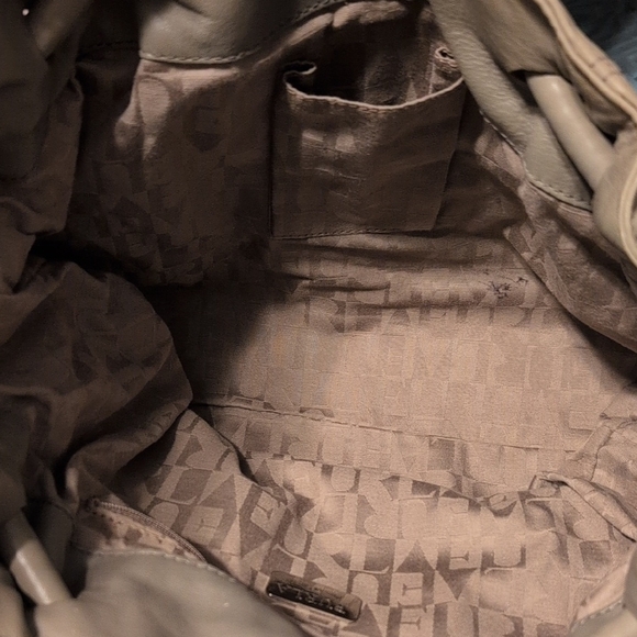 Furla Beige Leather Tote Bag Slouchy Fade Vintage Roomy 10 x 16 Purse - Picture 11 of 16